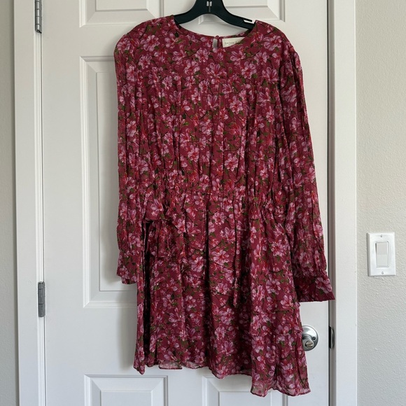 Sachin & Babi Meg Floral Print Ruffle Chiffon Mini Dress Size L Bordbloom NWT - Picture 3 of 12